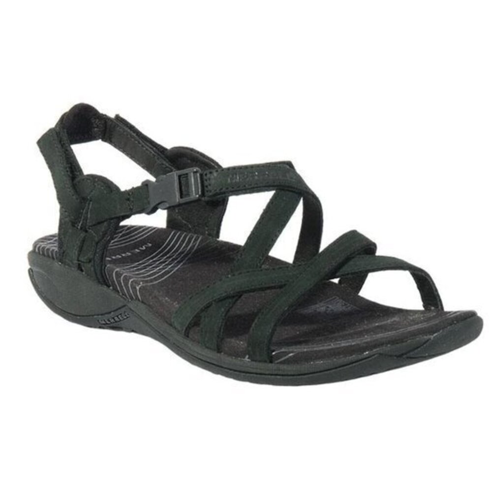 Merrell Agave Black Strappy Walking Sandals Hiking Flats Casual Shoes Size 6 EUC